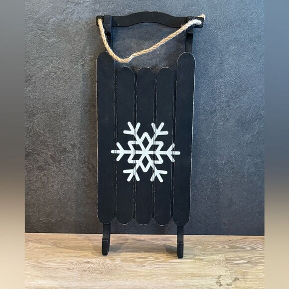 Hand Crafted Wood Sled Snowflake Christmas Wall Decor - Picture 1 of 2